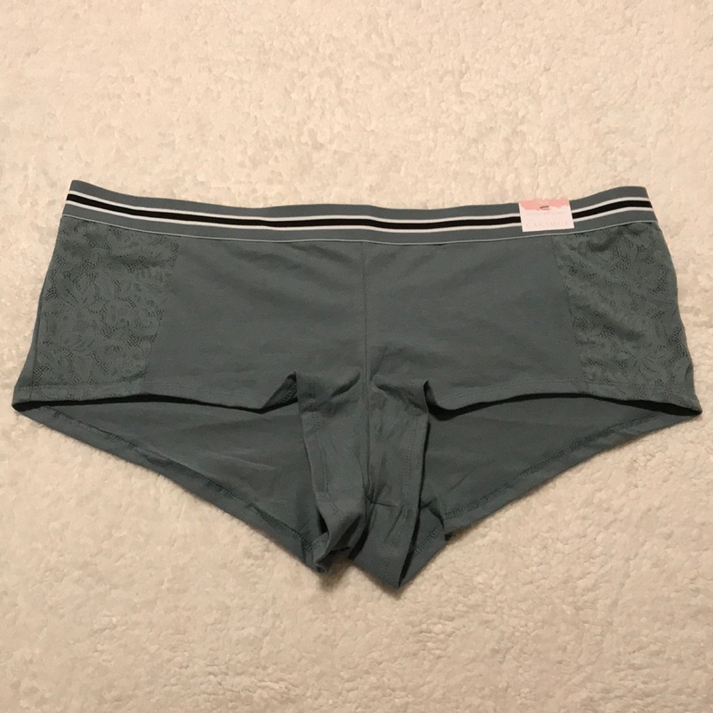 NWT Lane Bryant Cacique green cotton boyshort panties with lace sides Size 14/16